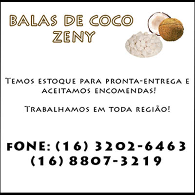 BALAS DE COCO ZENY Bebedouro SP